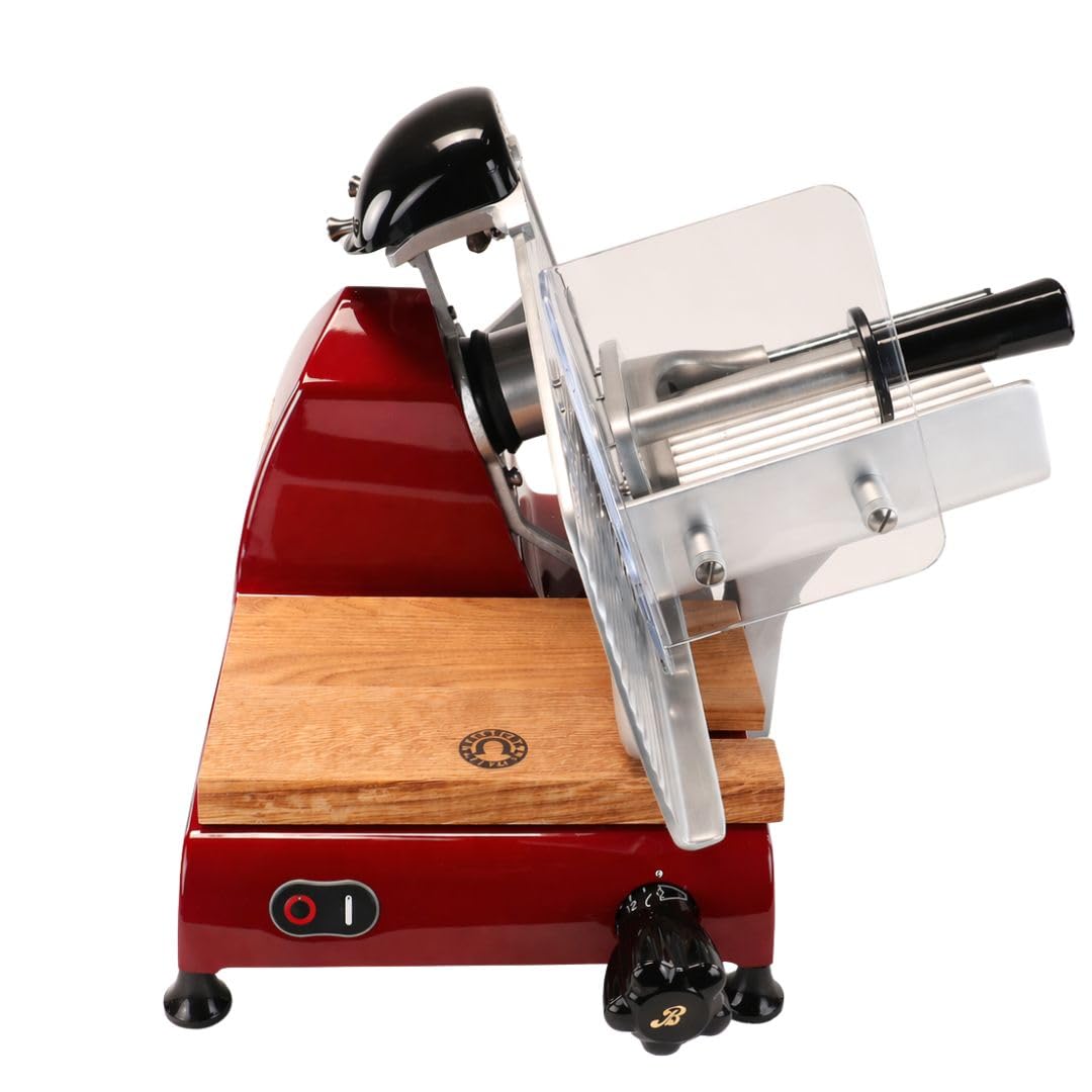 Berkel Aufschnittmaschine - Red Line 250 rot - Profi Allesschneider - Neues Modell + 100% handgefertigtes Schneidebrett