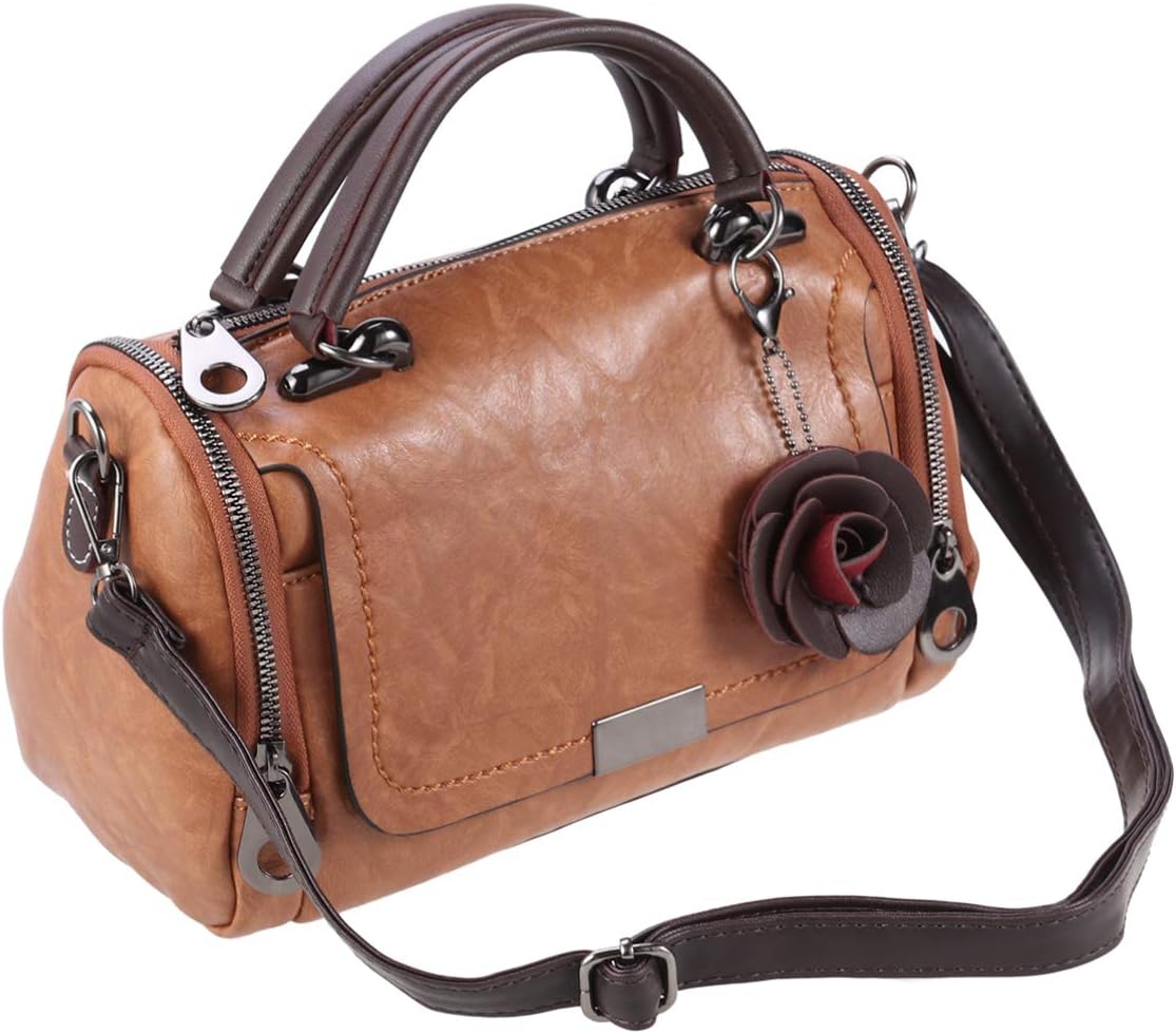 KESYOO Pillow Bag Woman Portable Shoulder Handbags Dual-use Boston Barrel Crossbody Handbag (Red)