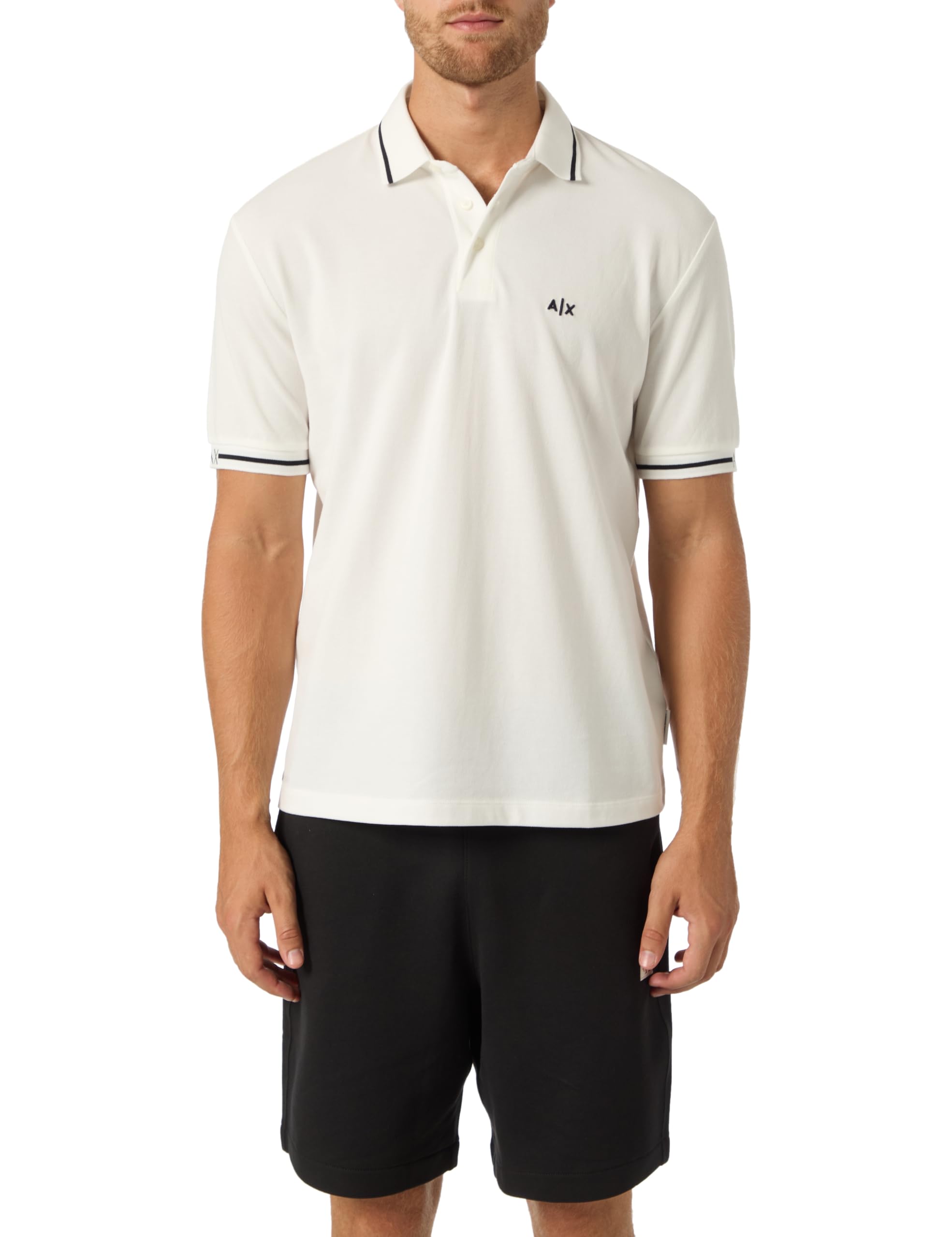 Armani Exchange White Polo Shirts, Male, L, Cotton Piqué Polo