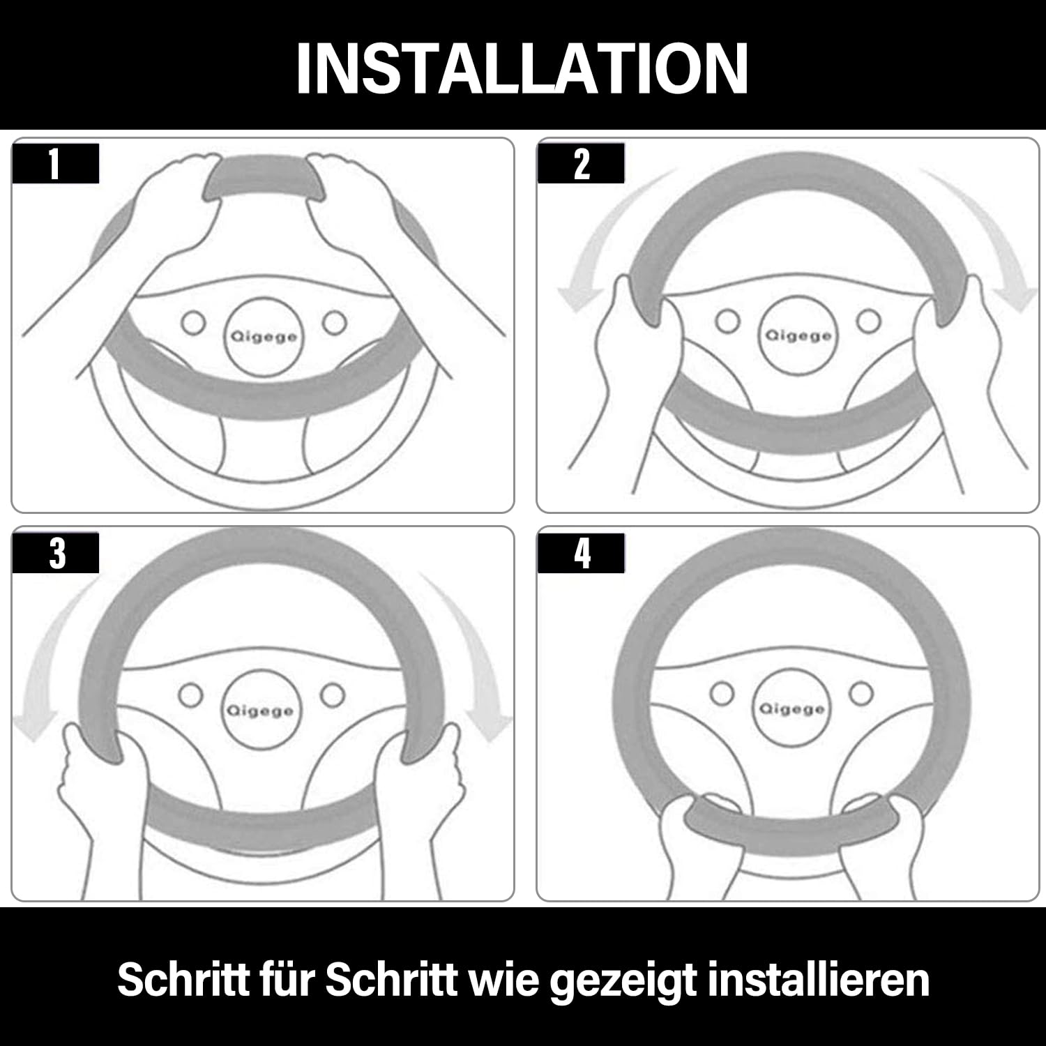 Ergocar Auto Lenkradbezug Rutschfester Auto Lenkradschutz D-Form Kohlefaser & Erste Schicht Rindsleder für Durchmesser 38cm (15 ") (D-Schwarz-Rot)