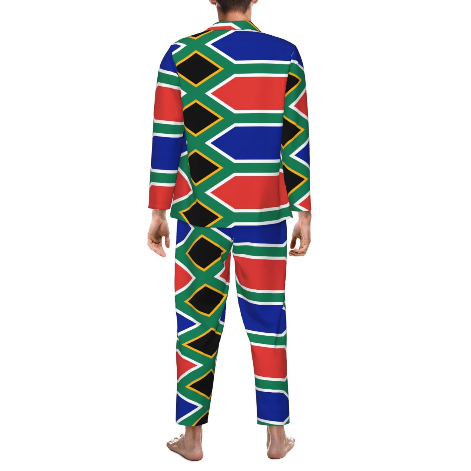 Conjunto de pijama suave para hombre con la bandera de Sudáfrica, pijama de manga larga para hombre, ropa de dormir para descansar