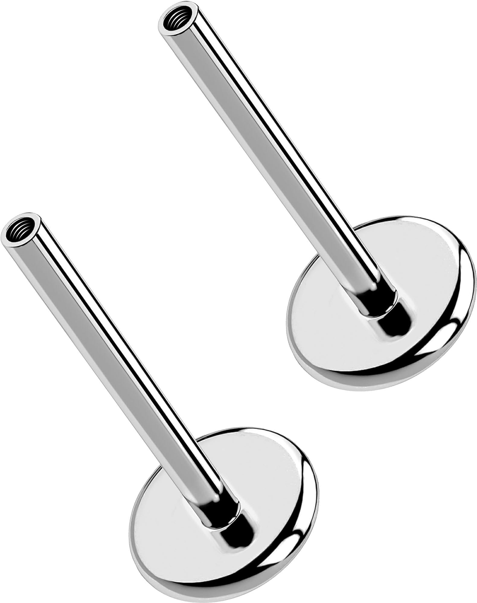 G23 Titanium Flat Back Post (Post Only), Threadless Push Pin & Internally Threaded, 16G/18G/20G, 4.5-14mm, Silver/Gold/Black, Round/Heart/Star/Flower Base for Nose, Helix, Tragus