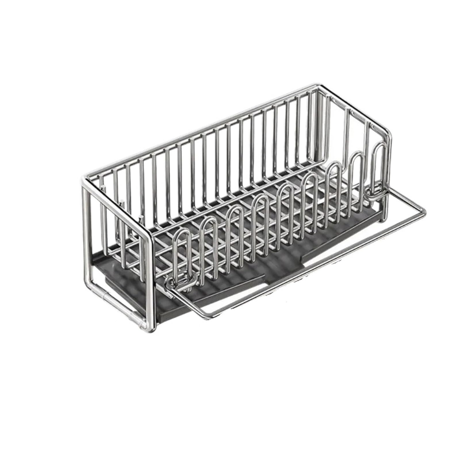 DSFVERVD Drain rack Multifunctional Stainless Steel Sponge Rack Kitchen Organizer with Sink Drainer for Dishwashing Detergent Dishcloth Rag Storage(Stainless Steel-A)