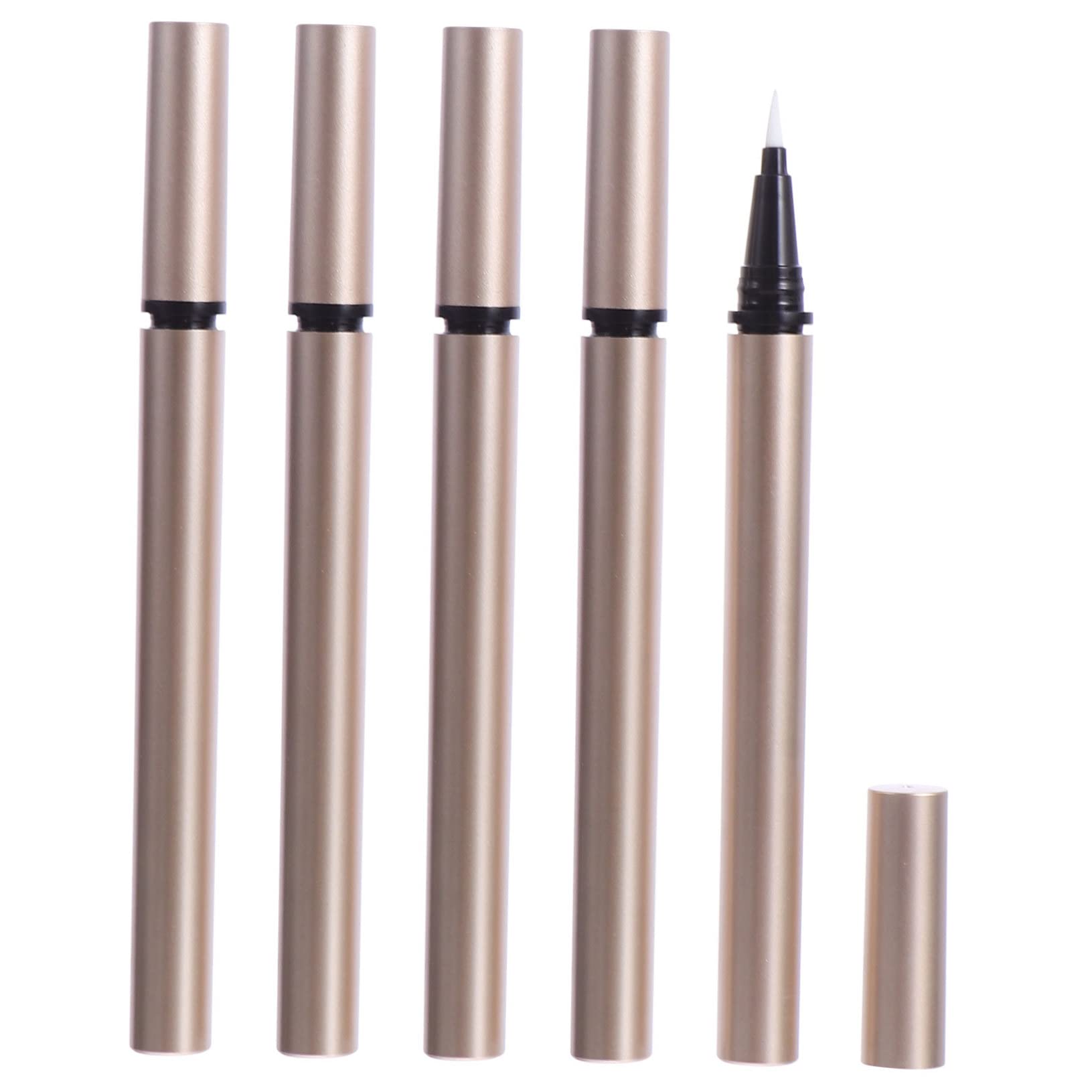 NULYLU 5pcs 1ml Empty Eyeliner Pen Tube Portable Refillable Eyeliner Pen Brush Tip for Liquid Liner