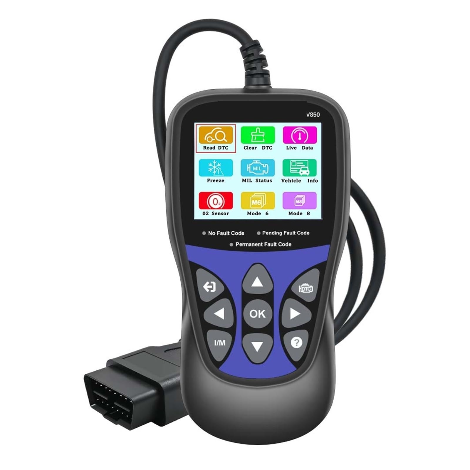 Skaner do Samochodu, V850 Samochodowy skaner diagnostyczny OBD2 Kontrola silnika Czytnik kodów samochodowych Akumulator Wielojęzyczny