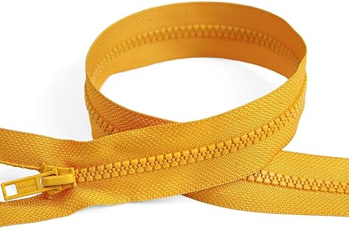 Cremalleras de extremo abierto #5 de 24 pulgadas de longitud con dientes de plástico, caléndula, marca Bias Bespoke