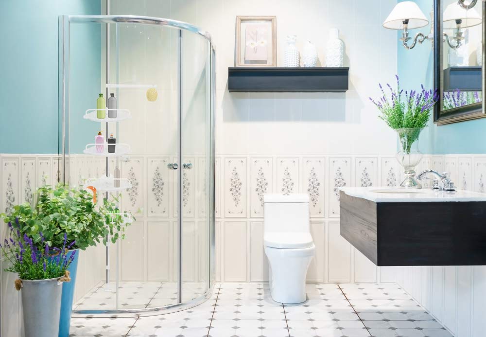 Iso Trade Corner Shelf Shower Telescopic Pole 230-292cm 4 Shelves 1 Hanger Rubber Feet 6548 Marca