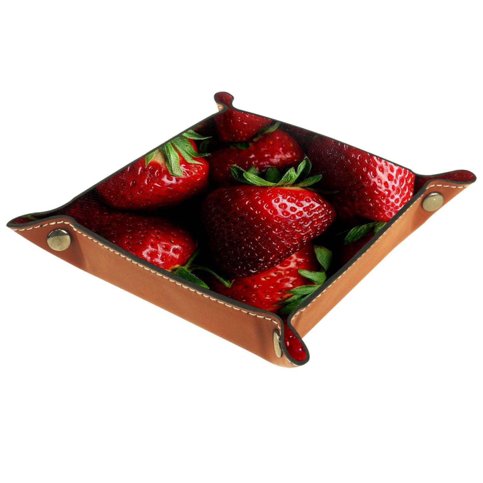 VAPOKF Strawberry Dice Tray, Folding Microfiber Leather Dice Holder for Dungeons and Dragons RPG Dice Gaming D&D and Other Table Games