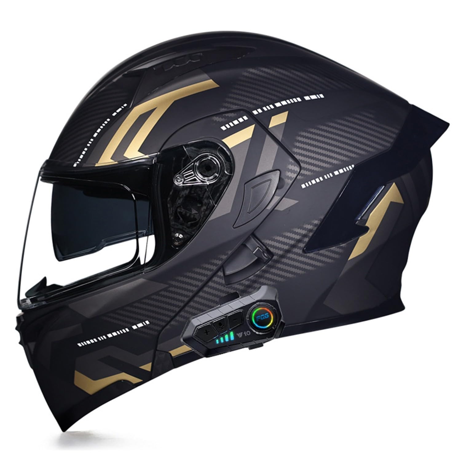 Modularer Motorradhelm Klapphelm mit Bluetooth Integrierter Roller Helm DOTECE-Zertifizierung KlappIntegralhelme mit Doppelvisier für Damen und Herren Bluetooth Motorrad Helm