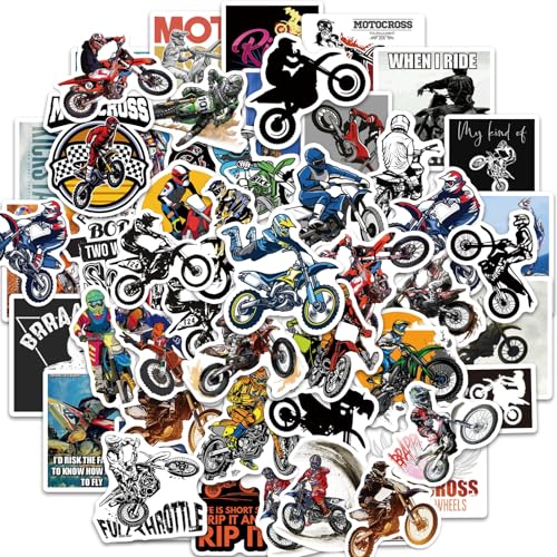 50Pcs Motocross Stickers for Water Bottles Vinyl Dirt Motobike Stickers for Teens Waterproof Motorcycle Stickers Decals for Laptop Scrapbooking Journaling Dirt Bike Stickers