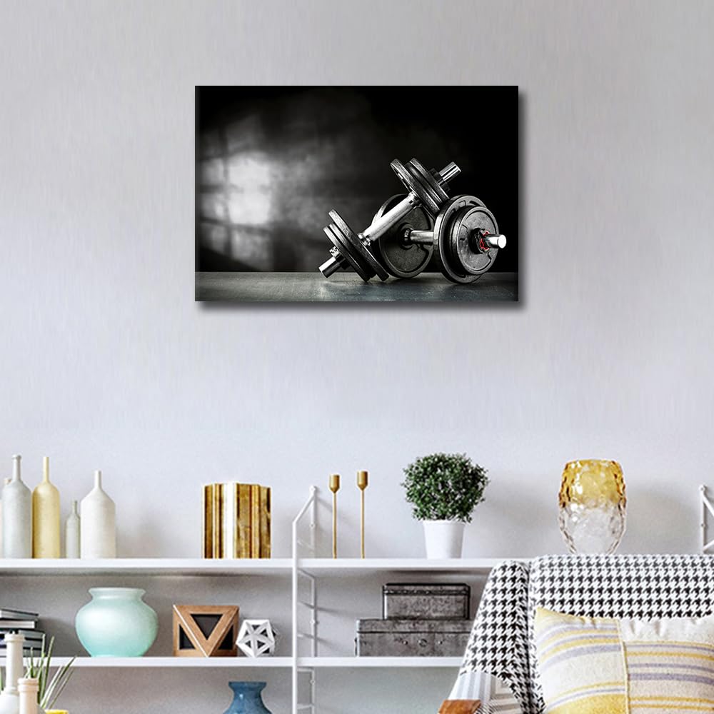 TISHIRON Fitness Bodybuilding Canvas Wall Art for Bedroom Sports Theme Wall Paintings for Living Room Gym Equipment Office Modern Wall Art Pictures Print On Canvas Giclee Framed Ready to Hang - Image 2