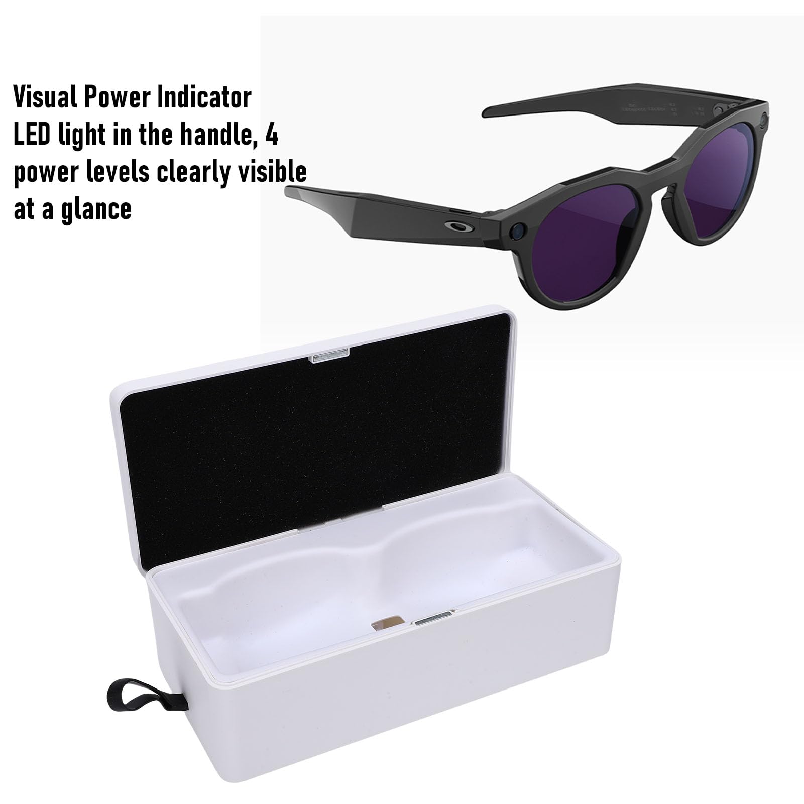 ZJchao Estuche de Carga para Gafas Inteligentes, Estación de Carga Universal Portátil con Indicador LED y Chip Protector, para Gafas Inteligentes de Menos de 55 Mm