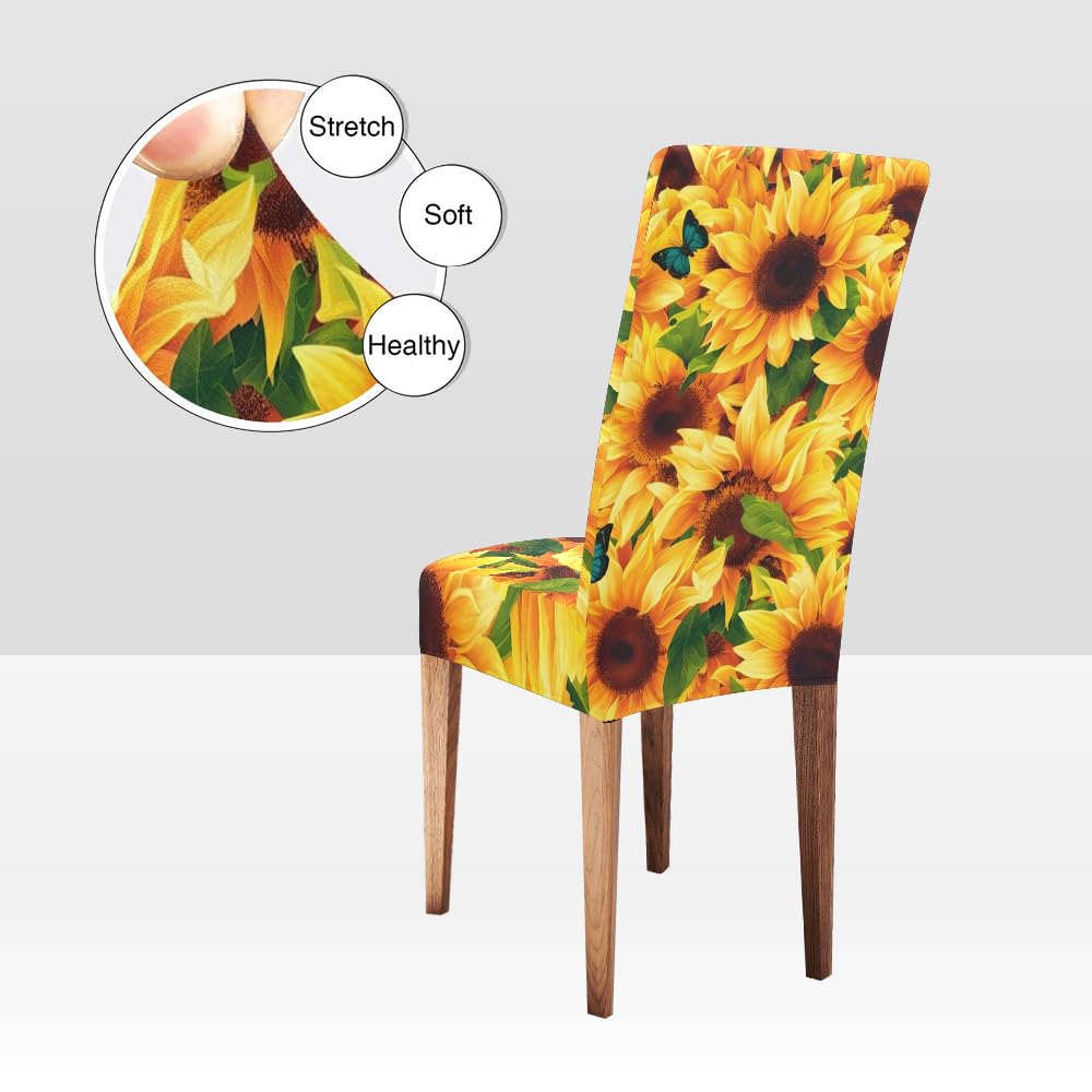 XIUCOO Stretch Chair Covers Protector Comfort Soft Seat Covers Slipcovers for Dining Room Party(Set of 4)