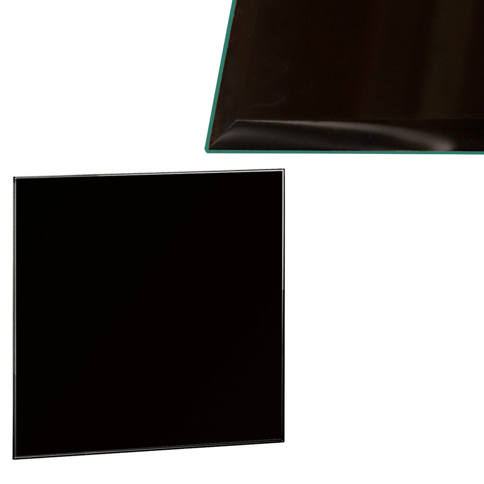 Euro Tische Glasplatte für Kaminofen und Tischplatte in 90x70cm Facettenschliff, Schutzplatte mit 6mm ESG Sicherheitsglas, Funkenschutzplatte, Glasboden für Kamin (Schwarz)