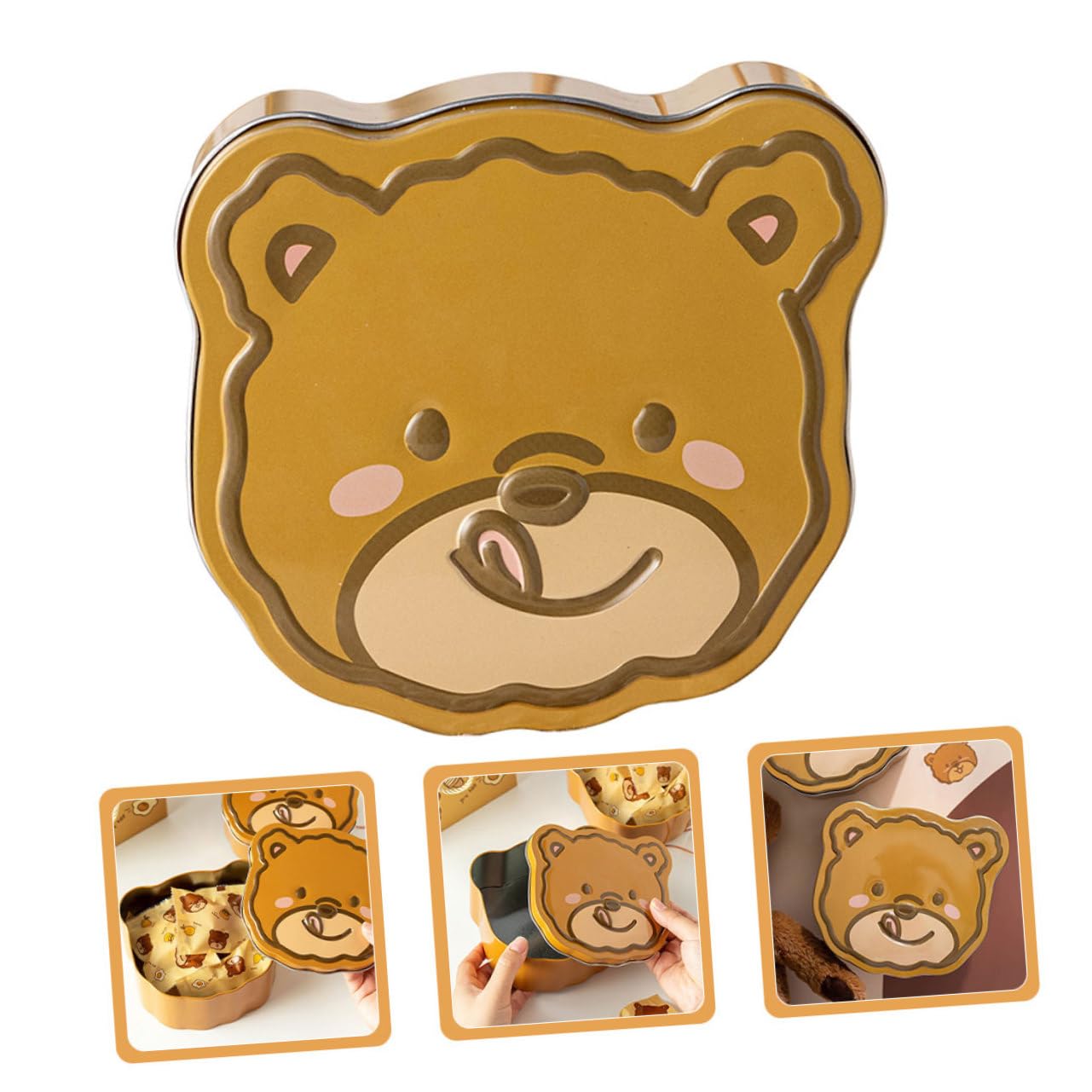 Scatola Per Biscotti A Forma Di Orso Garneck – Lattina In Banda Stagnata Da 13,6 Cm Con Simpatico Orsetto Goloso, Regalo Carino - 6