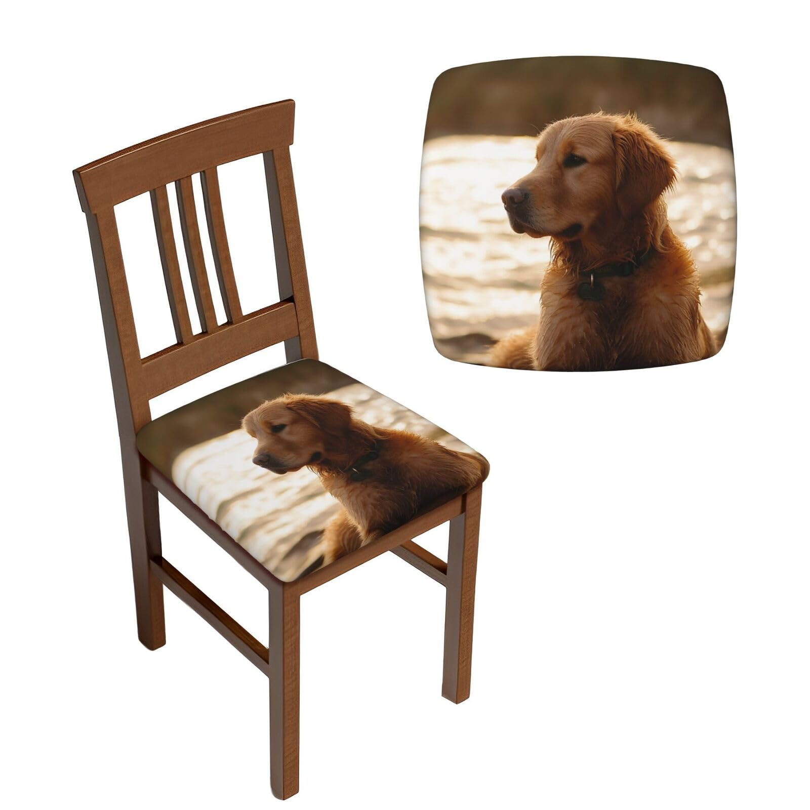 NONHAI 4PCS Dining Chair Seat Covers Set Retriever Stretch Removable Chairs Covers Washable Seat Cushion Slipcovers Protector for Dining Room Kitchen Chairs