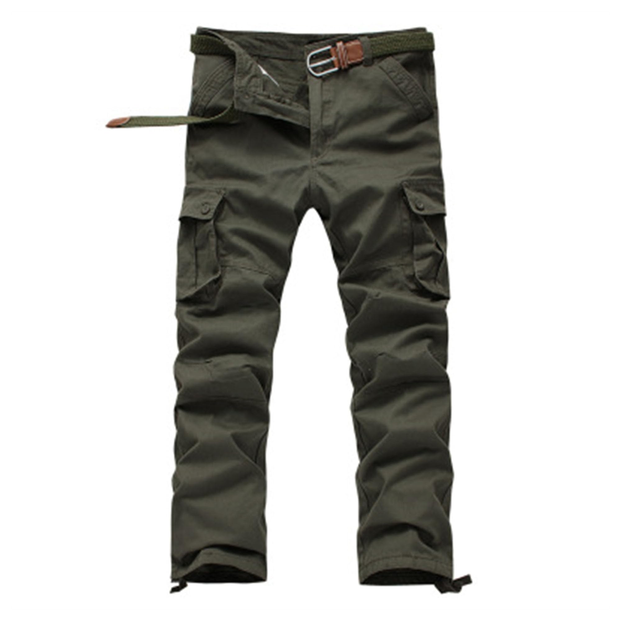 JEKE-DG Mens Casual Work Cargo Pants Outdoor Tactical Cotton Pants Straight-Leg Trousers with Multi-Pockets (29,Army Green 6)