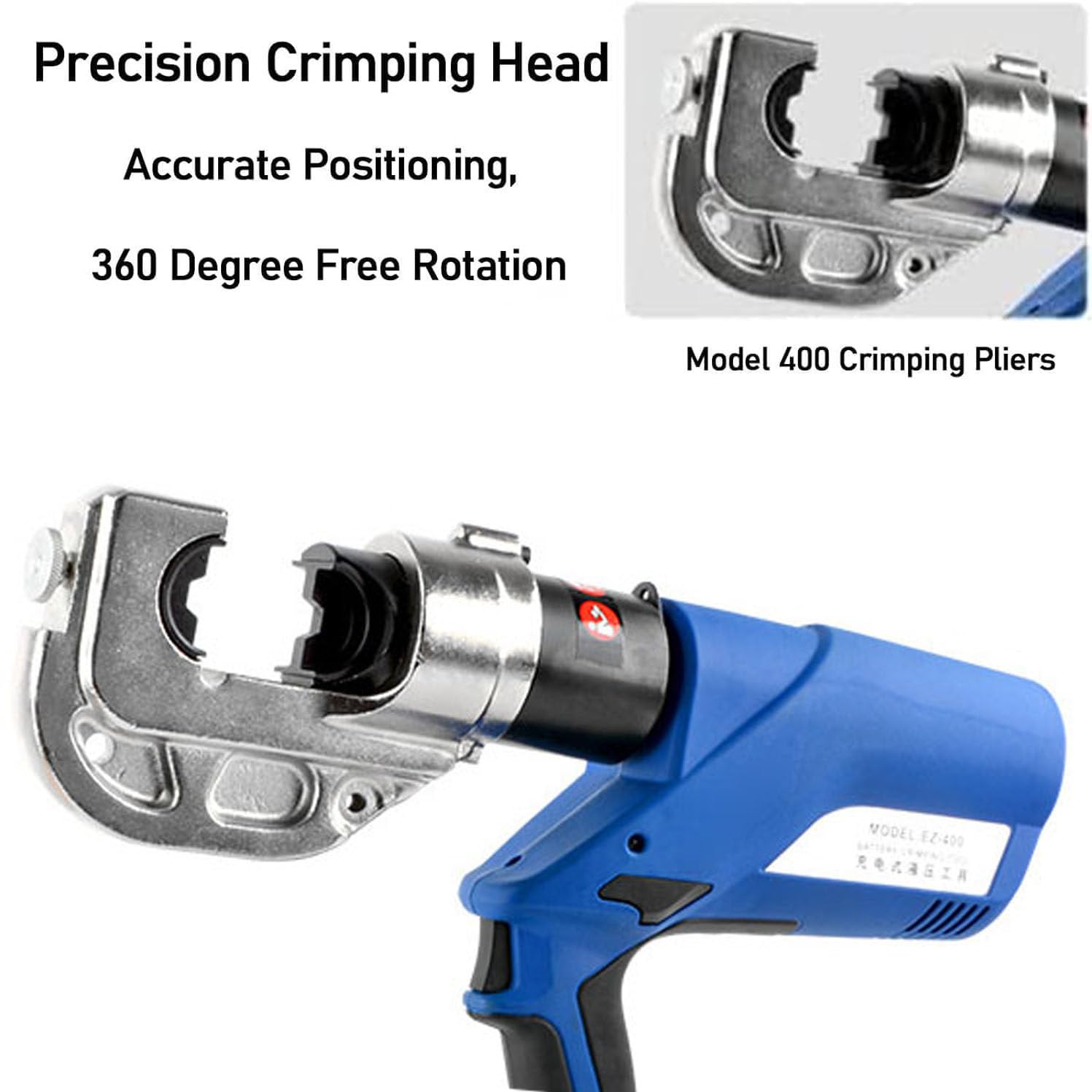 Pinza crimpatrice elettrica idraulica, ricaricabile, portatile, con custodia, gamma di crimpatura 16-300 mm², per capicorda in rame e alluminio