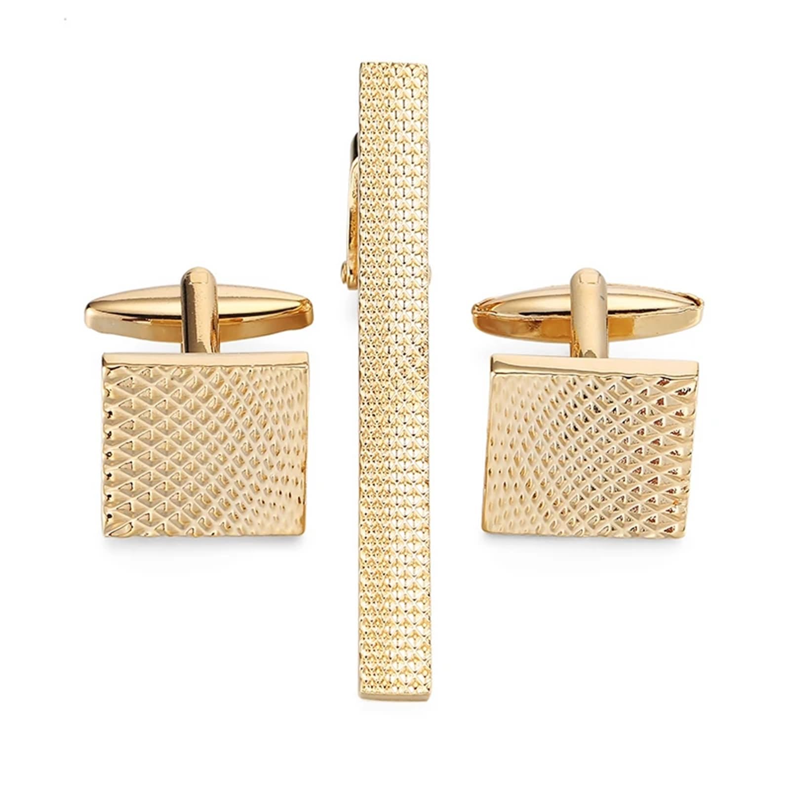 Juego de gemelos con clip corbata flor cuadrada material cobre for camisa hombre, negocios Para Hombre