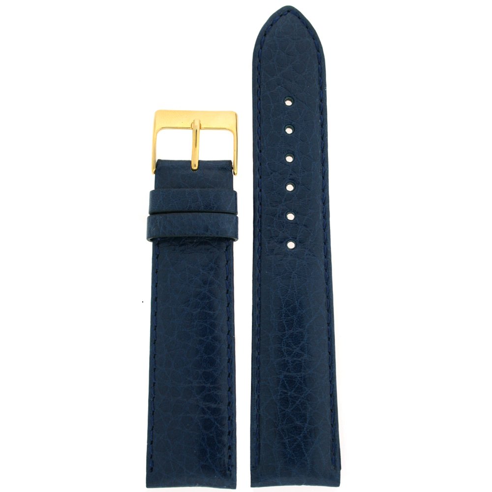 Tech Swiss Watch Band Calfskin Leather Comfort Lite Padded Blue Gold-Tone Buckle Ladies 14 millimeters