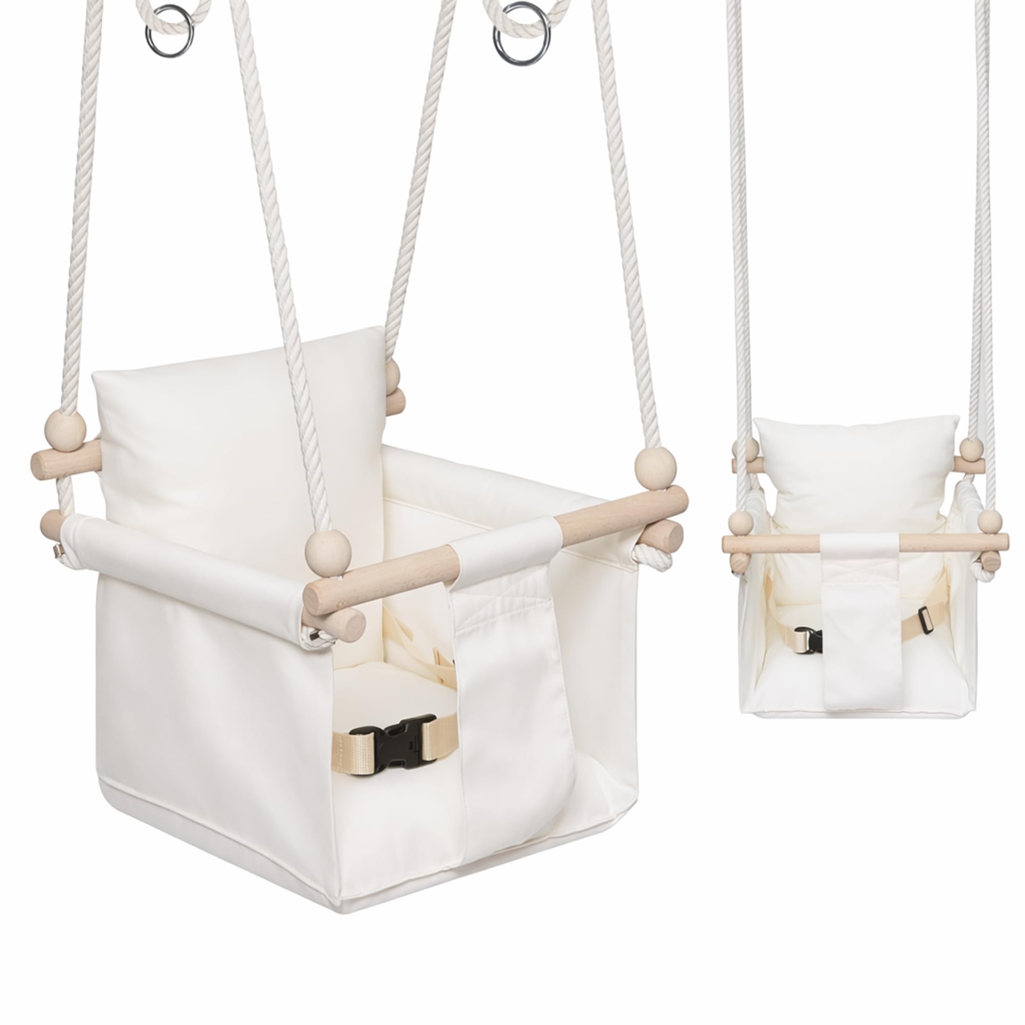 Indoor Swing for Babies and Children, Scandinavian Style, Cotton and Wood, Baby Swing