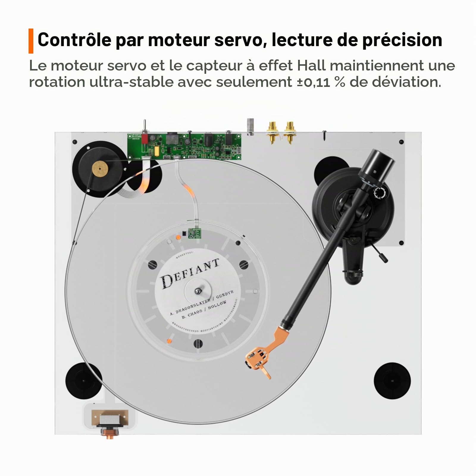 Fosi Audio Luna3 Platine Vinyle, Tourne-Disque Hi-FI avec Cellule VM95E, Plateau Acrylique, Moteur Servo, sans Préampli Phono Intégré, Bras Aluminium – Noir