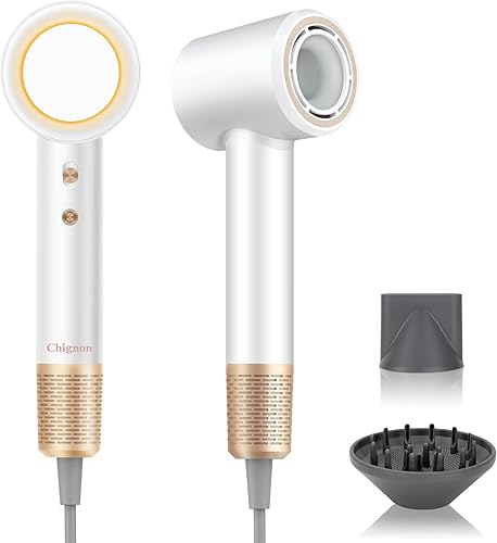 Chignon Secador de pelo de alta velocidad, secador de pelo iónico, motor sin escobillas de 110,000 RPM para secado rápido, secadora de bajo ruido de