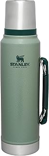 Stanley Classic Legendary Vacuum Bottle 1.1 qt Wide Mouth with Leakproof Cup Lid Keep Drinks Hot or Cold Packable for Travel Insulated Stainless Steel Thermal Bottle BPA-Free Hammertone Green