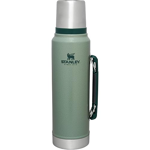 Stanley Classic Vacuum Insulated Wide Mouth Bottle - Hammertone Green - BPA-Free 18/8 Stainless Steel Thermos for Cold & Hot Beverages - 1.1 QT