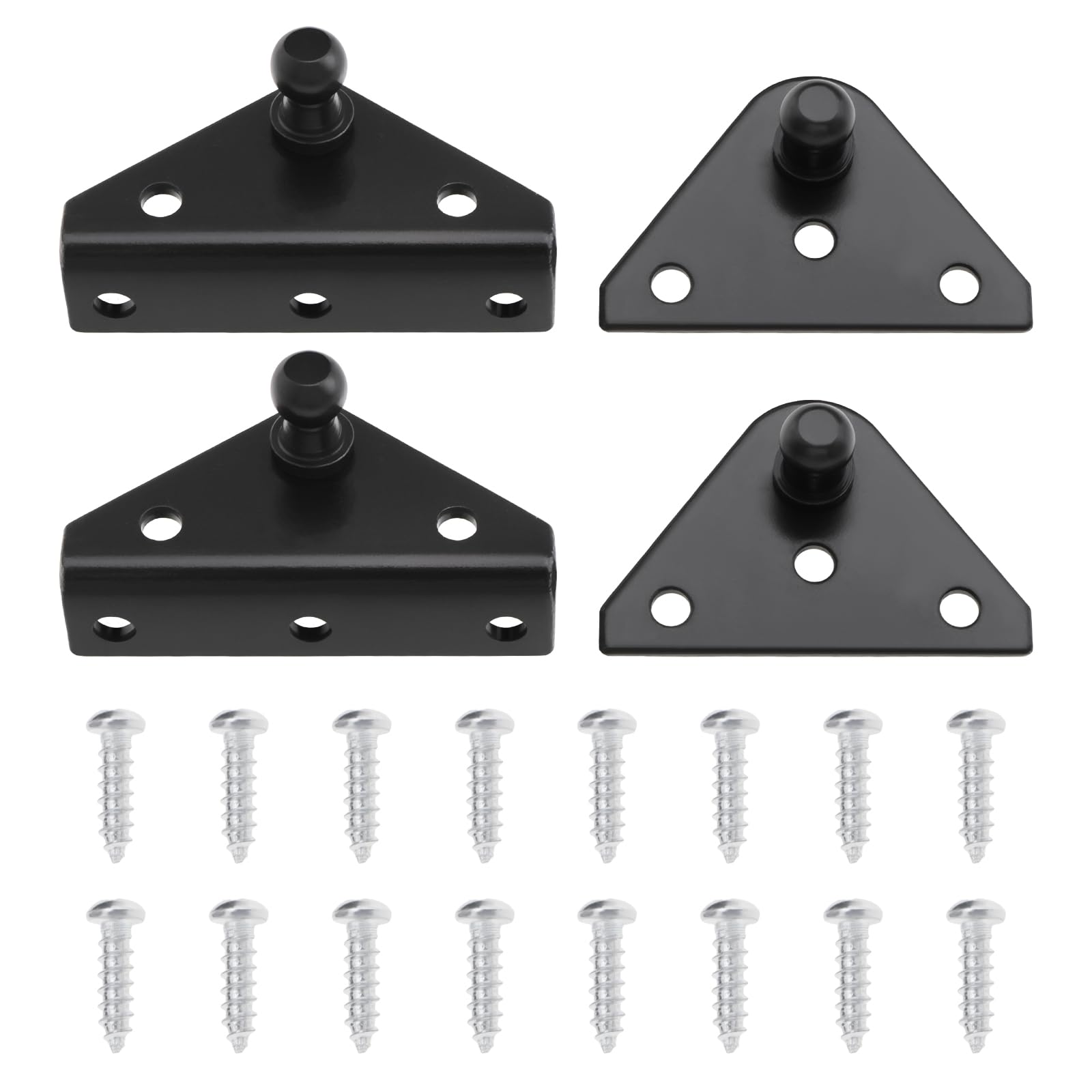 Emsea Black 10Mm Ball Studs Mounting Brackets Adapter Kit 2Pcs L-Type 2Pcs Flat-Type With 16Pcs Screws For Gas Struts Gas Shock Spring Strut Prop Lift Support