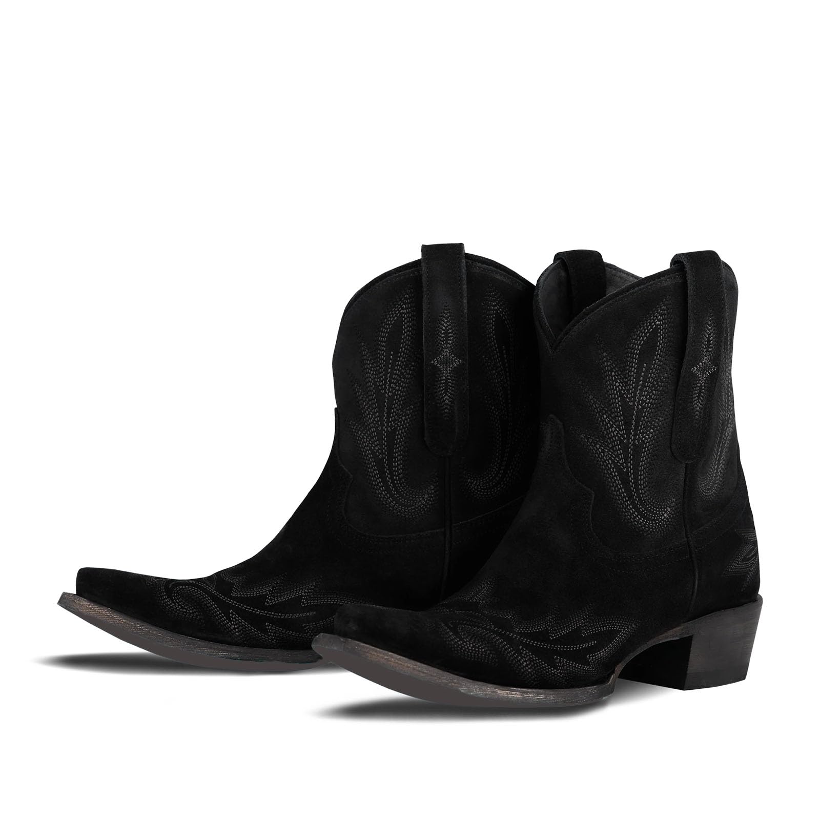 Cowboy Boots For Women Cowgirl Boots with Classic Embroide Pointed Toe Chunky Heel Ankle Boot Side Zipper Vintage