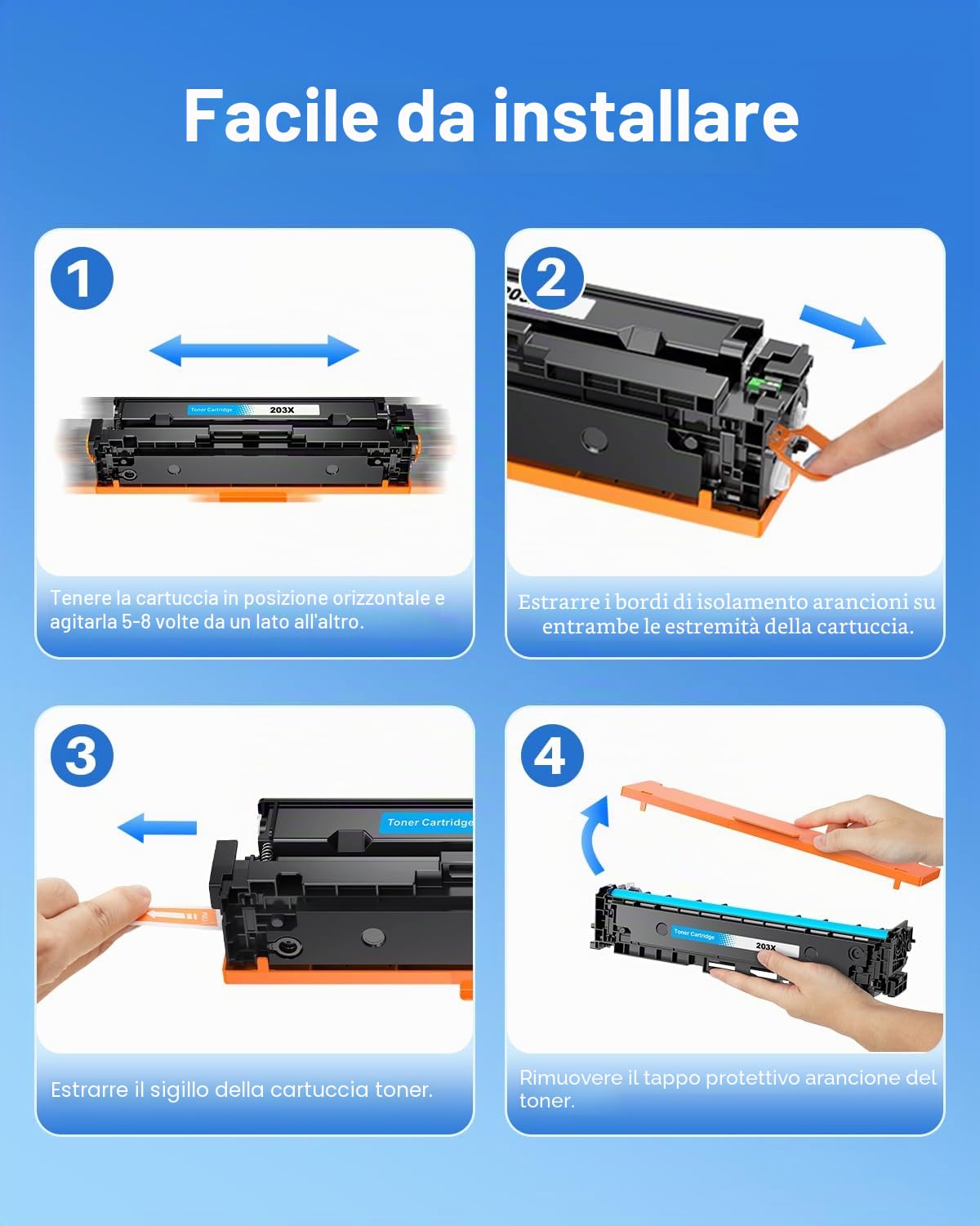 203X Toner compatibile per HP 203X 203A CF540X CF540A Toner per HP Color Laserjet Pro MFP M281fdw M281fdn M280nw M281cdw Laserjet Pro M254dw M254nw M254dn (nero ciano giallo magenta)