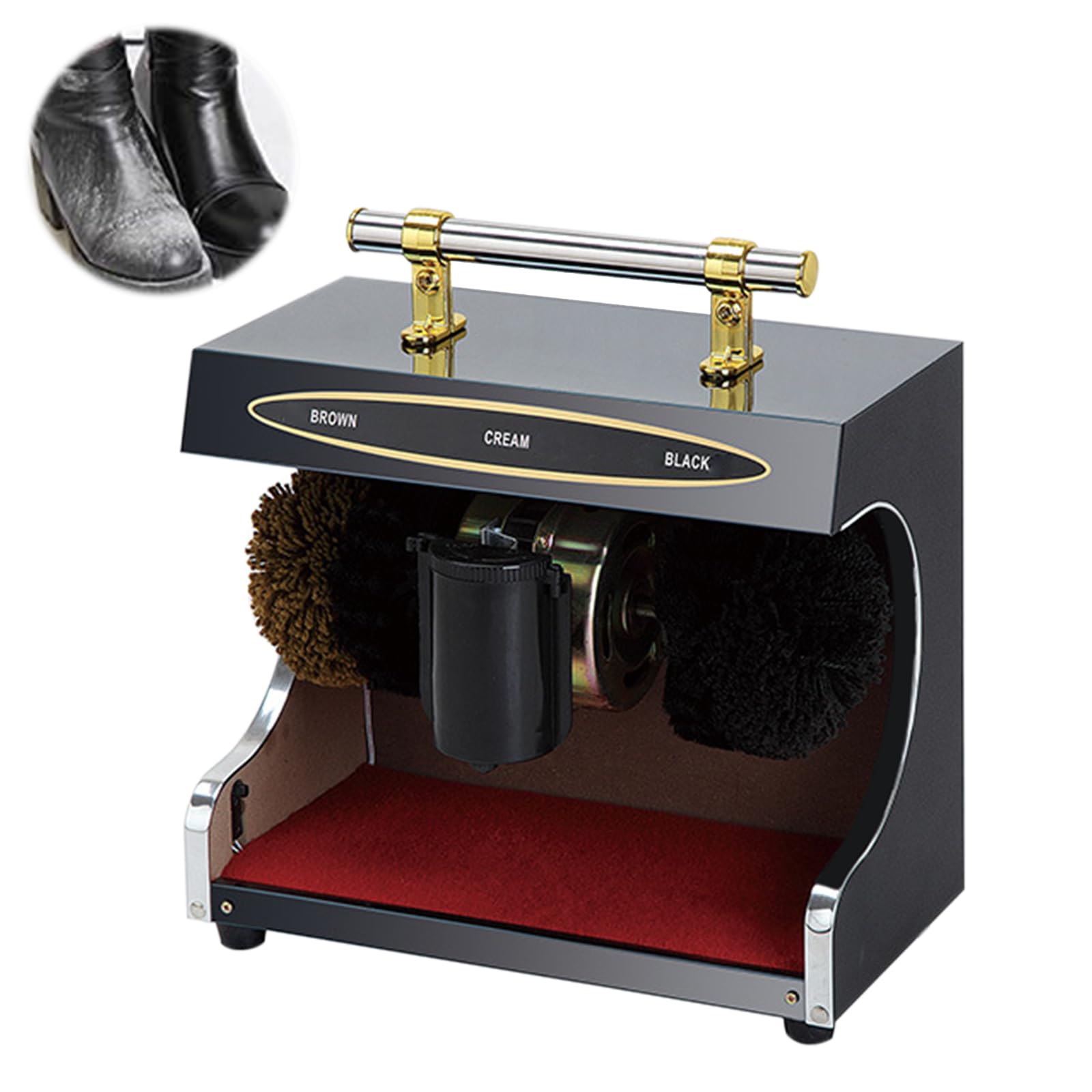 Cireur de chaussures entièrement automatique 60 W - Nettoyeur électrique pour dépoussiérer et polir les chaussures - Brosse à grande vitesse - Respectueux de l'environnement - Pour lieux publics
