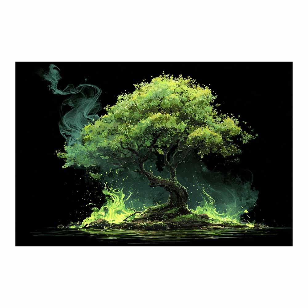 HOQIU Wall Pictures Vintage Blue Tree tree poster, landscape wall art, for Living Room Bedroom Bathroom.(Multicolor)-80x120cm Unframed
