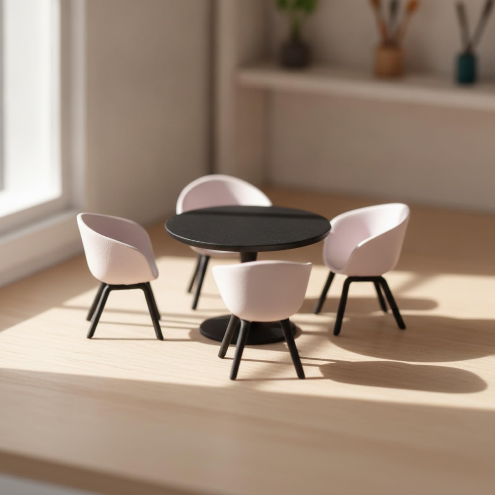 5 Pièces Table à Manger Miniature | Assorti, Table Chaises Miniatures, Contemporain, Collectionneurs, Échelle 1-24