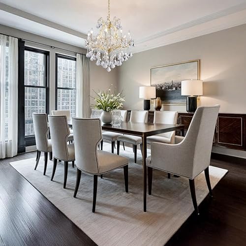 Miniatura 4 de TMAFON Lámparas modernas de araña doradas, 8 luces, candelabros de cristal de lujo para comedor, isla de cocina, sala de estar, dormitorio