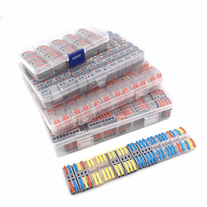 HUFFA Caja de Juego de Conectores de Cables 222-412 222-413 222-415 Bloques de terminales Conectores rápidos híbridos de iluminación Mini enhebrador de Conductores Divisor(Lavender)