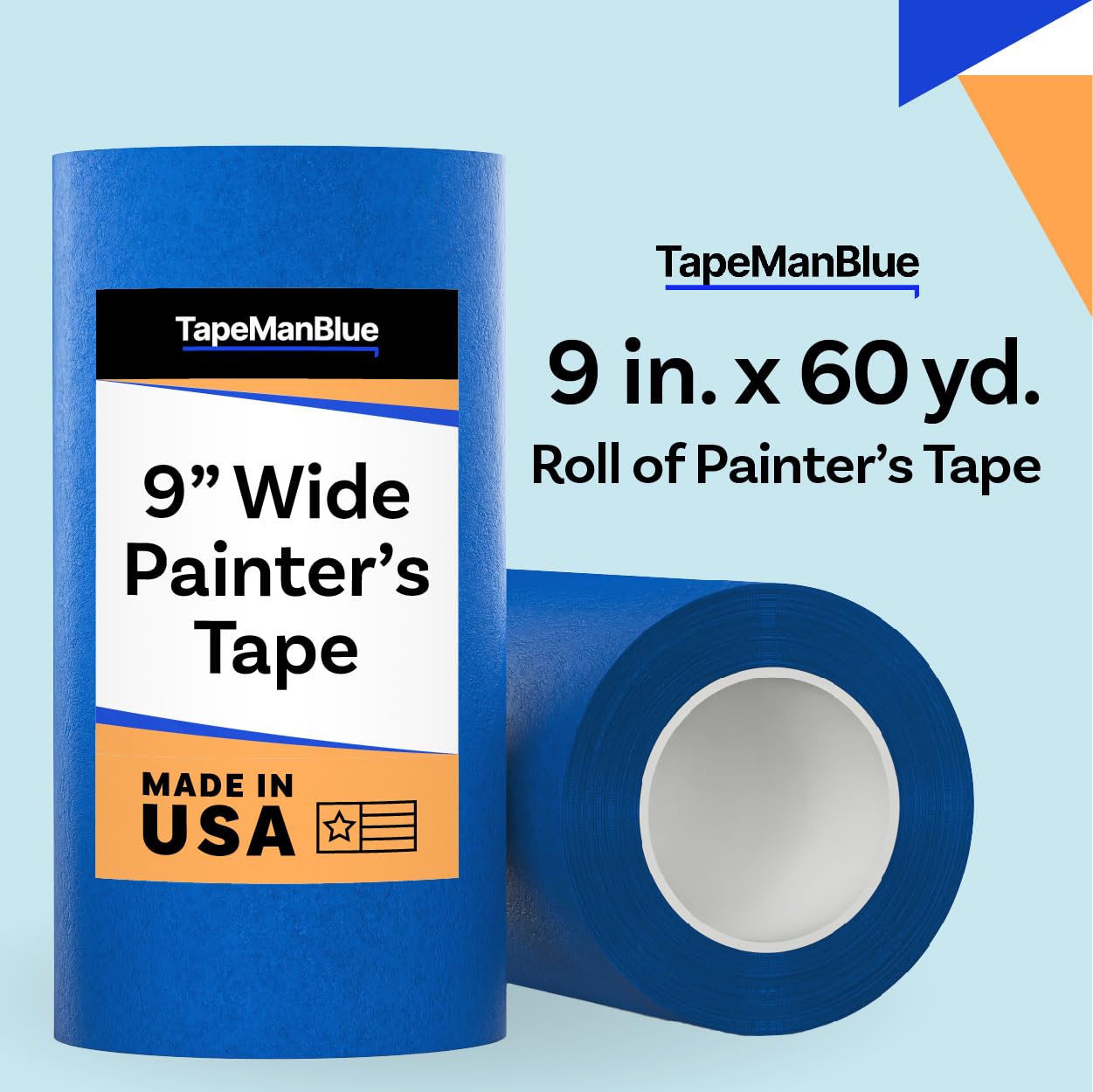 Wide Blue Painters Tape, 9 inch x 60 yds, Made in America, Wide Blue Masking Tape for Laser Cutting/Engraving & 3D Printing, 21-Day Clean Removal