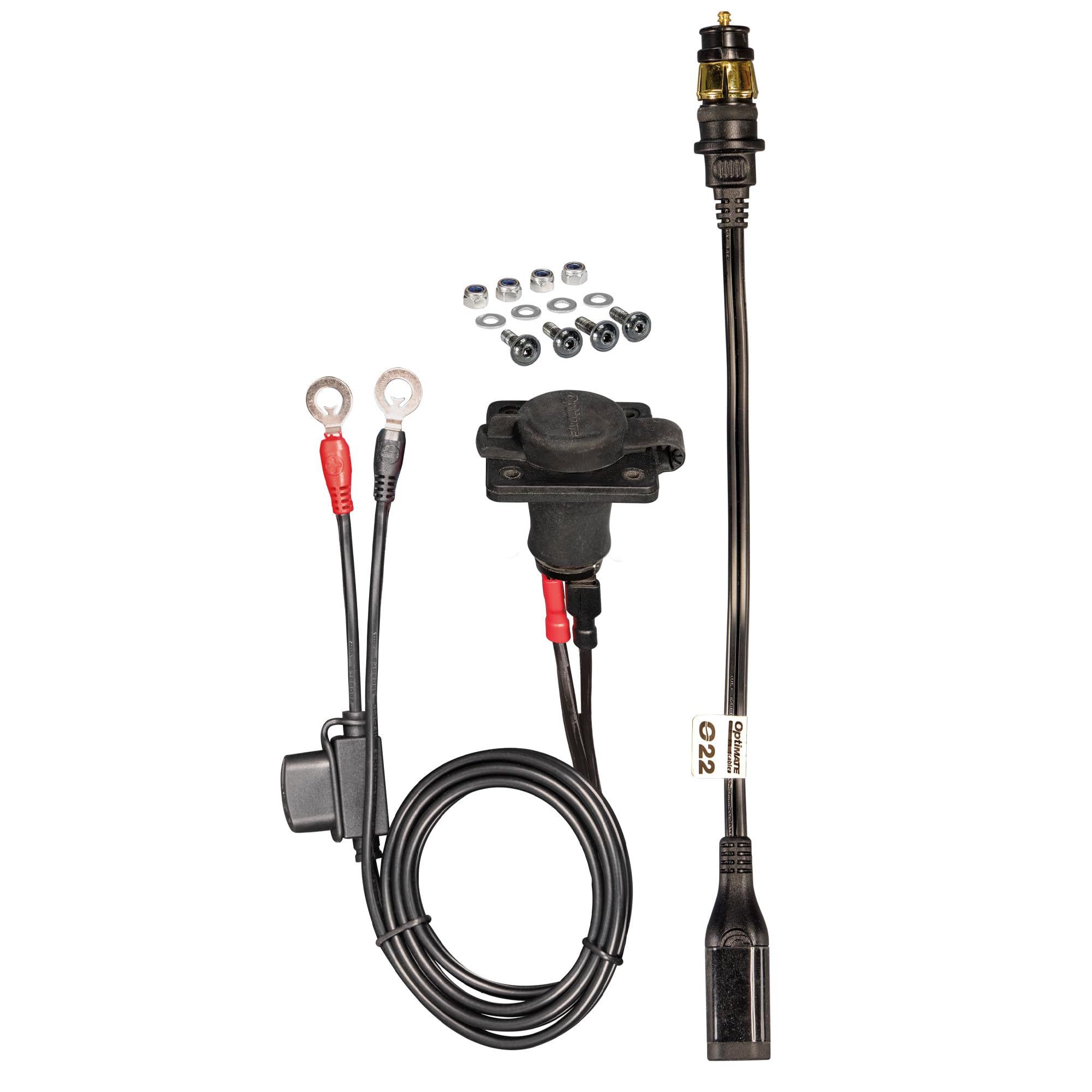 Optimate 12V Panelmount socket kit - Weatherproof AUTO socket with SAE connection cable