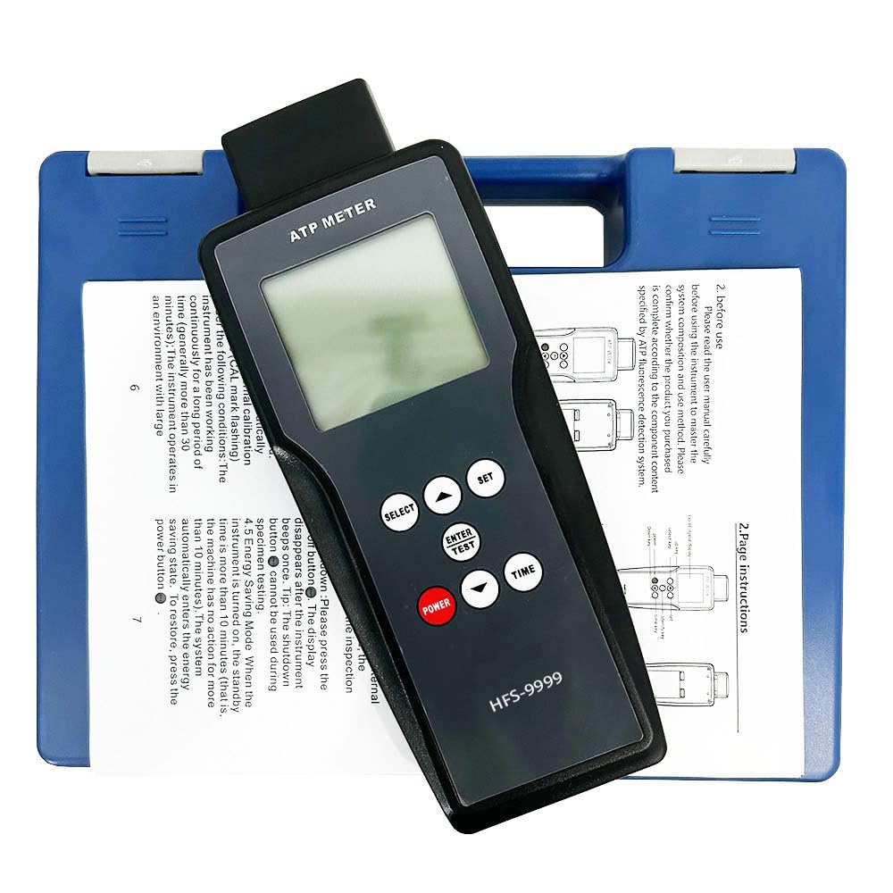 ATP Fluorescence Detector Luminometer Tester with 0RLU~9999 RLU Range Precision 4X10-18 MOL ATP Tests Tableware Cutting Boards Aquaculture Water in Seafood Markets Hotels