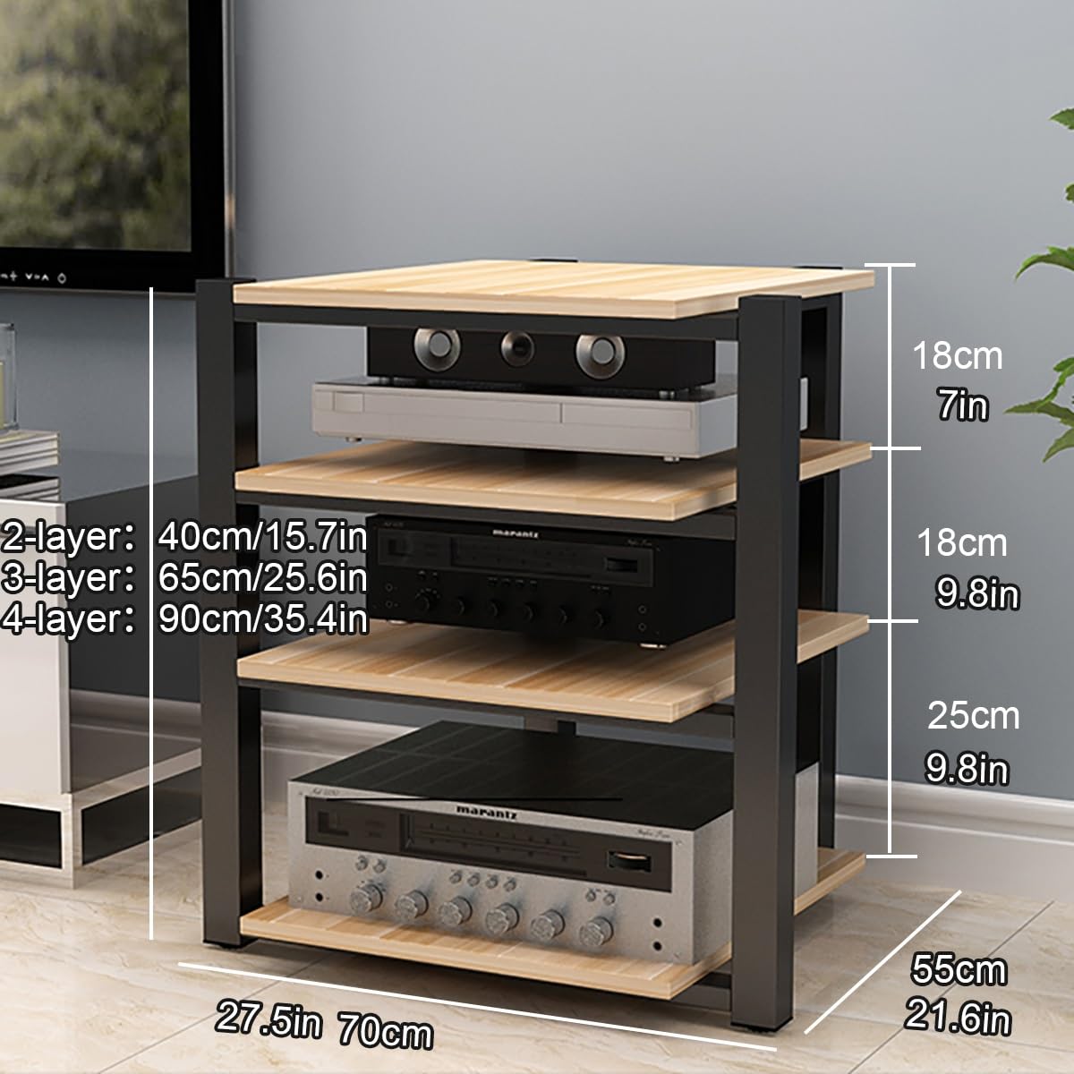 Stojak na audio, szafka na konsolę multimedialną AV, wielofunkcyjna wieża stereo do odtwarzaczy płyt, przechowywanie komponentów audio HiFi, stylowa półka audiowizualna