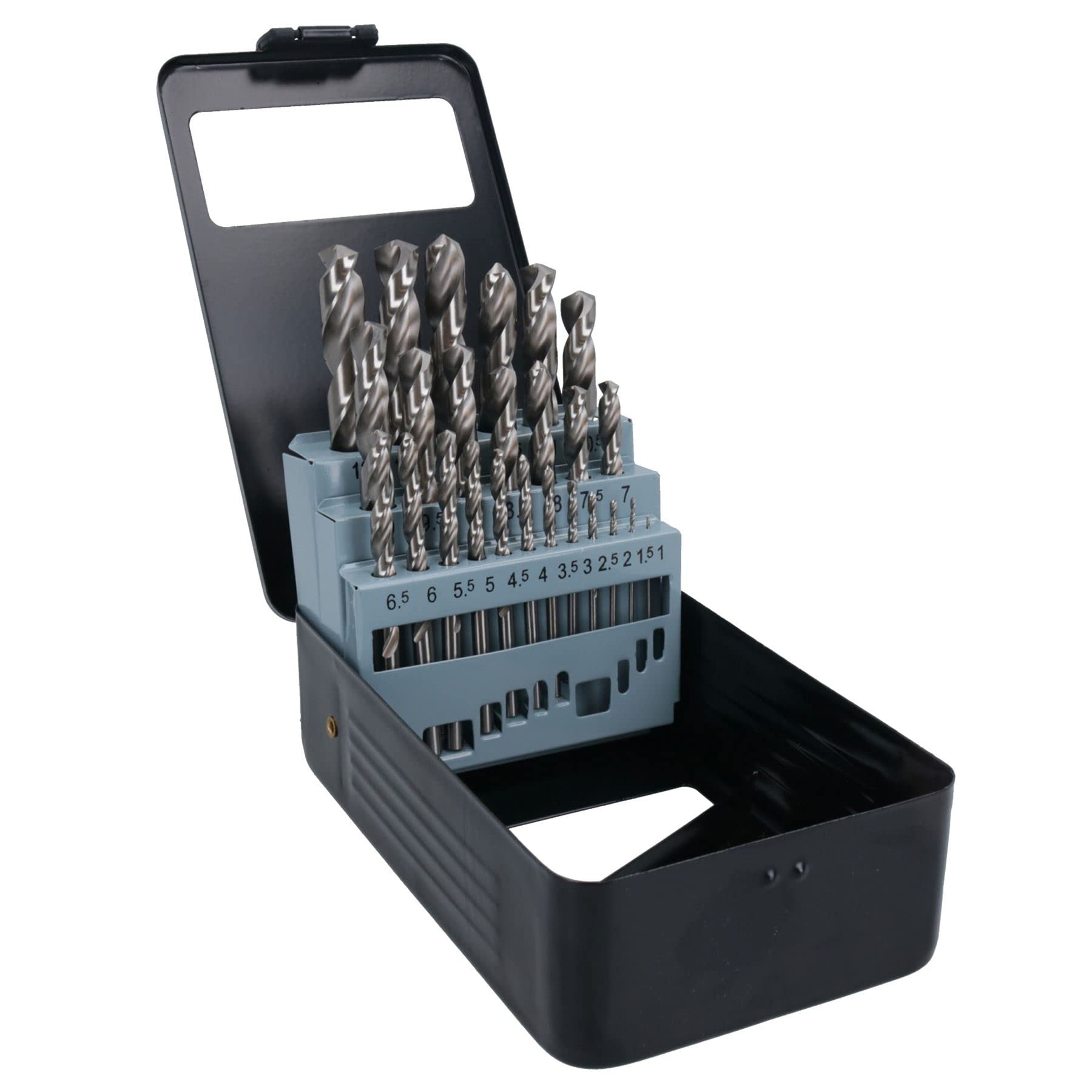 Set di 25 punte da trapano metriche HSS-G per metallo, plastica, rame, 1 mm - 13 mm
