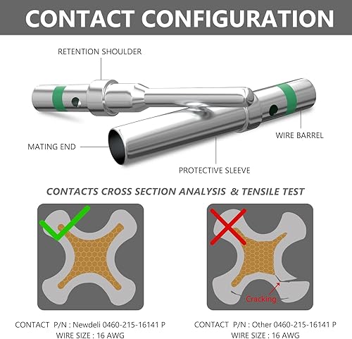 Miniatura 3 de Newdeli 30 pares de conectores Deutsch DT tamaño 16 contactos sólidos, clavijas macho 0460-215-16141  enchufes hembra 0462-209-16141, kit de