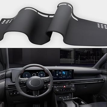 Black Leather Style Car Dash Mat Dashboard Cover Dash Panel Interior Console Pad Compatible for Hyundai Santa Cruz 2025-2026