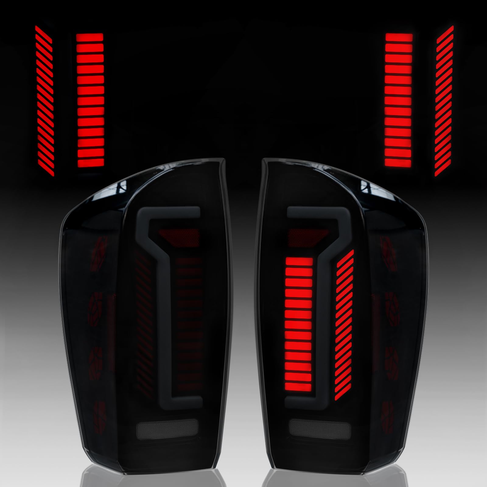 Sequential Full Led tail lights for 2016-2023 Tacoma Dynamic Turn Signal,Brake Light,Reverse Light Smoked-4 Starting Animated Rear Light Assembly