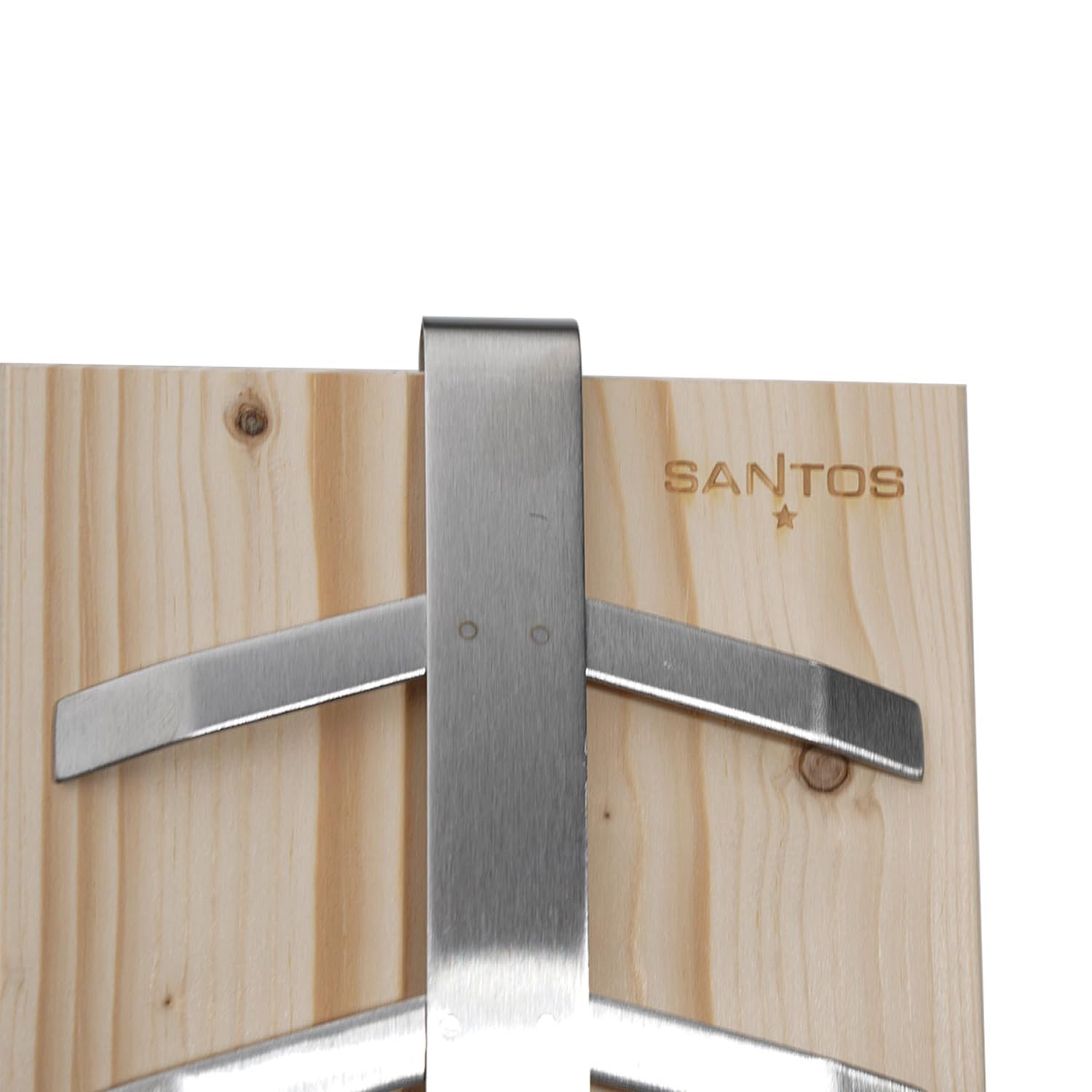 SANTOS Flammlachshalter mit Brett - Flammlachs - Einstellbarer Neigungswinkel - Edelstahl Halterung, Flammlachsbrett, Lachsbrett - Feuerschale & Grill