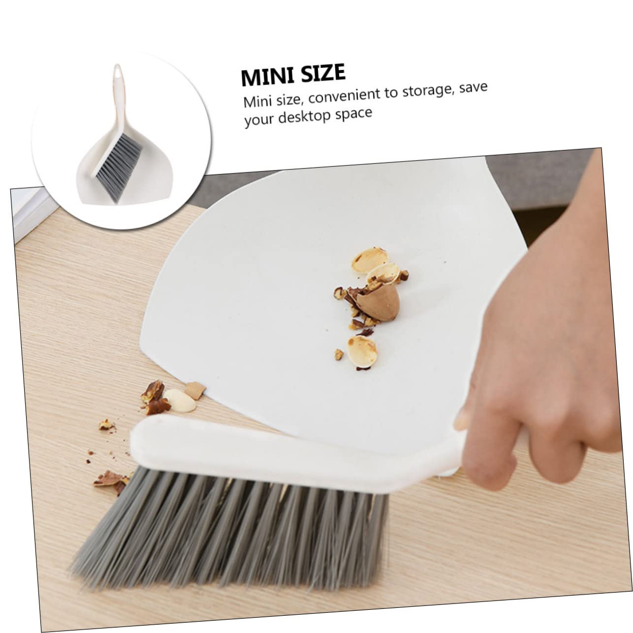 Yardenfun 1Set Mini Broom and Dustpan Portable Cleaning Brush and Shovel for Desk Office Keyboard Ergonomic Handle Space Saving Design Essential Cleaning Tool for Home Work