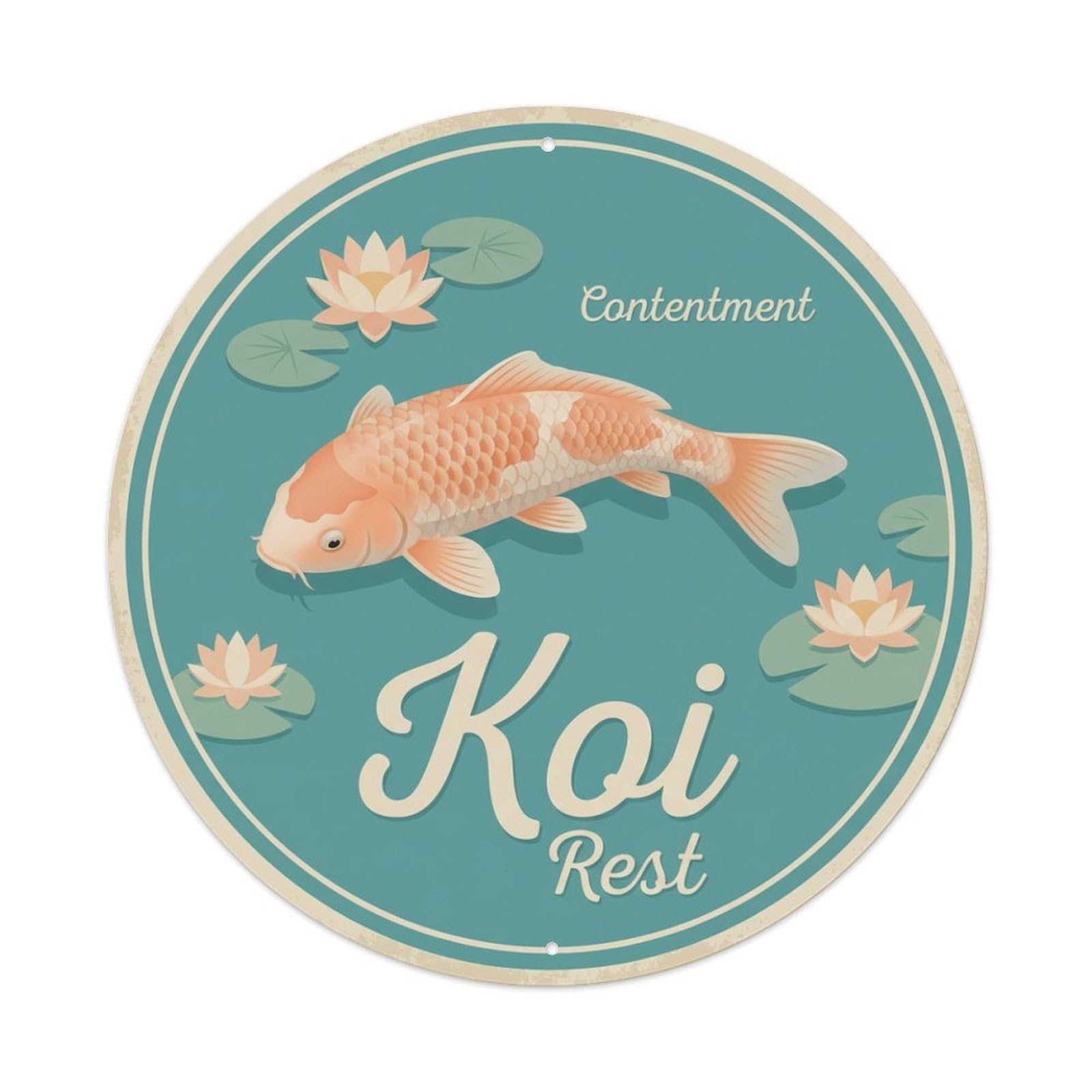 Metal Tin Sign Koi Fish Peaceful Rest Japan Retro Ukiyo-e
