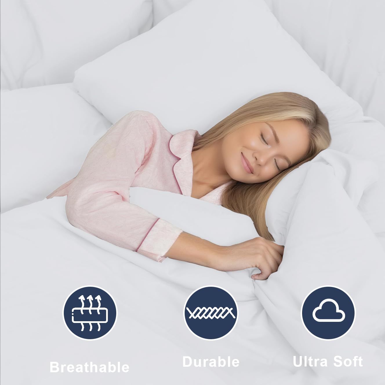 Soifox Pillow Cases 2 Pack, White Pillowcases with Envelope Closure - Image 2