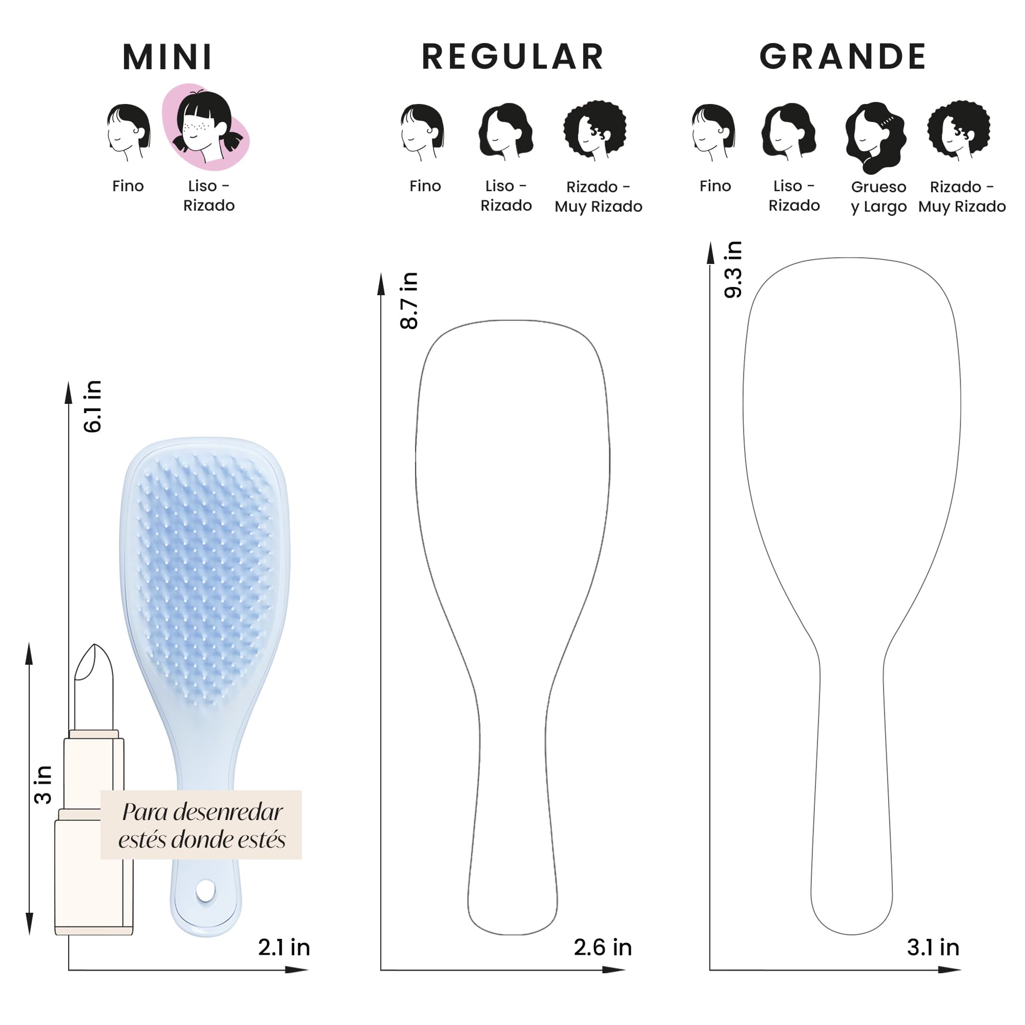 Tangle Teezer Mini Ultimate Detangler - Cepillo Desenredante Mini para Pelo Seco y Mojado - Apto para Todo Tipo de Cabello - Perfecto para Niños y Viajes - Lavanda